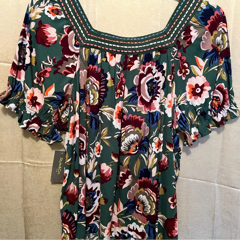 Style & Co for Macy’s Plus-Size Crochet-Trimmed Top in Bloom Green. NWT Perfect - Picture 15 of 16
